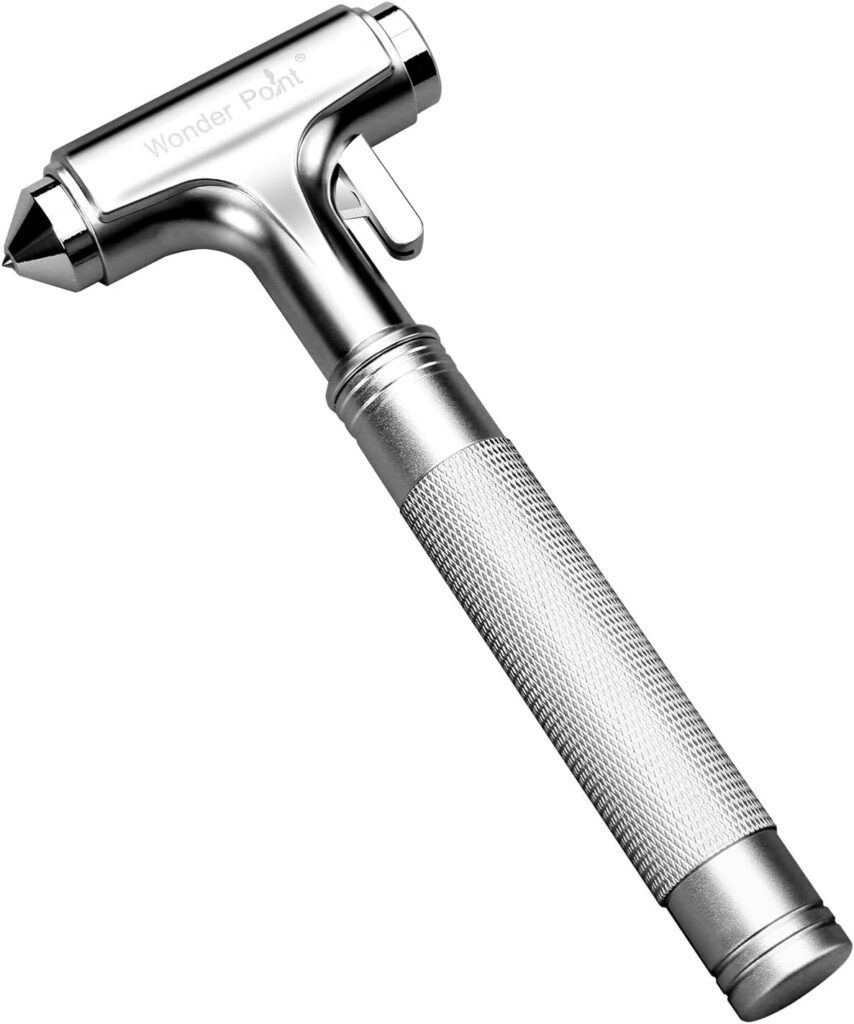 Premium Car Glass Breaker with Seat Belt Cutter - Automotive Safety Hammer - Emergecy Escape Tool, Car Autoaccessory Metal Window Hammer, Vehicle Hard Aluminium Alloy Head Design(Silver) Premium Car Glass Breaker with Seat Belt Cutter - Automotive Safety Hammer - Emergecy Escape Tool, Car Autoaccessory Metal Window Hammer, Vehicle Hard Aluminium Alloy Head Design(Silver)