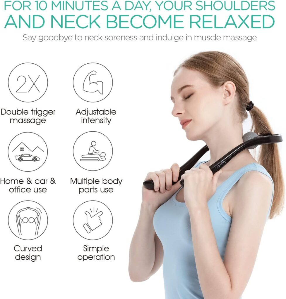 VOYOR Neck Massager Shiatsu Deep Tissue Dual Trigger Point Shoulder Massager for Pain Relief, Ergonomic Handle Design, Lightweight Portable MS110 VOYOR Neck Massager Shiatsu Deep Tissue Dual Trigger Point Shoulder Massager for Pain Relief, Ergonomic Handle Design, Lightweight Portable MS110