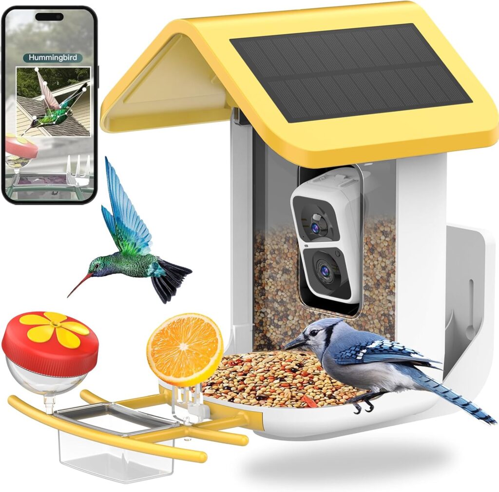 Bird Feeder with Camera Solar Powered: Smart Hummingbird Feeder for Backyard - 2K Live AI Identify Auto Capture Bird Video Pictures - WiFi Bird Watching Feeders Gift for Bird Lovers Mom Dad Bird Feeder with Camera Solar Powered: Smart Hummingbird Feeder for Backyard - 2K Live AI Identify Auto Capture Bird Video Pictures - WiFi Bird Watching Feeders Gift for Bird Lovers Mom Dad