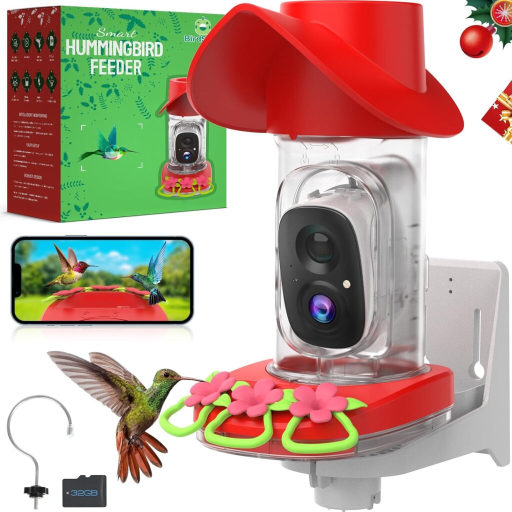 birdsnap® H53 Hummingbird Feeder with Camera 2K Live Stream 32GB Card Ant Moat Mounting Auto Notify AI Identify Bird Feeder Camera 2.4G WiFi Wireless Outdoors Bird Watching Gift for Bir d Lover birdsnap® H53 Hummingbird Feeder with Camera 2K Live Stream 32GB Card Ant Moat Mounting Auto Notify AI Identify Bird Feeder Camera 2.4G WiFi Wireless Outdoors Bird Watching Gift for Bir d Lover