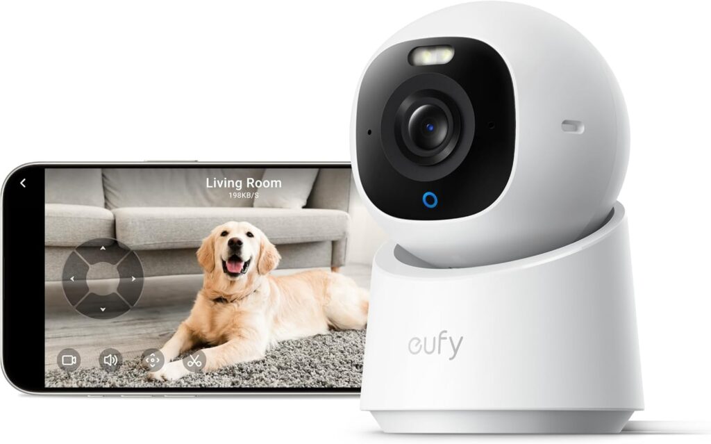 eufy Indoor Cam E30, Latest Generation, 4K UHD Security Camera, Pet/Dog/Baby Camera with Phone app, Color Night Vision, Human/Pet Auto Tracking, 360 Pan-Tilt, Works with Homekit eufy Indoor Cam E30, Latest Generation, 4K UHD Security Camera, Pet/Dog/Baby Camera with Phone app, Color Night Vision, Human/Pet Auto Tracking, 360 Pan-Tilt, Works with Homekit