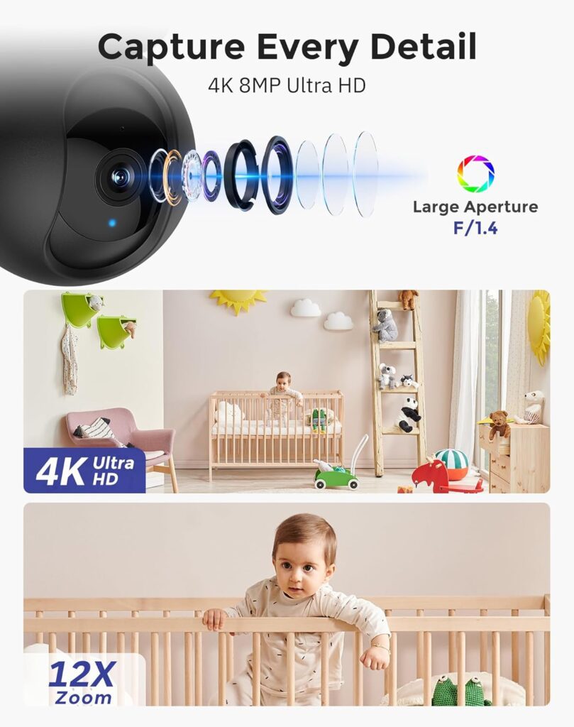 Hugolog 4K 8MP Indoor Pan/Tilt Security Camera with Auto-Focus,Ideal for Baby Monitor/Pet Camera/Home Security,Starlight Color Night Vision,Human/Pet AI,Noise Reduction,US Cloud,Works with Alexa Hugolog 4K 8MP Indoor Pan/Tilt Security Camera with Auto-Focus,Ideal for Baby Monitor/Pet Camera/Home Security,Starlight Color Night Vision,Human/Pet AI,Noise Reduction,US Cloud,Works with Alexa