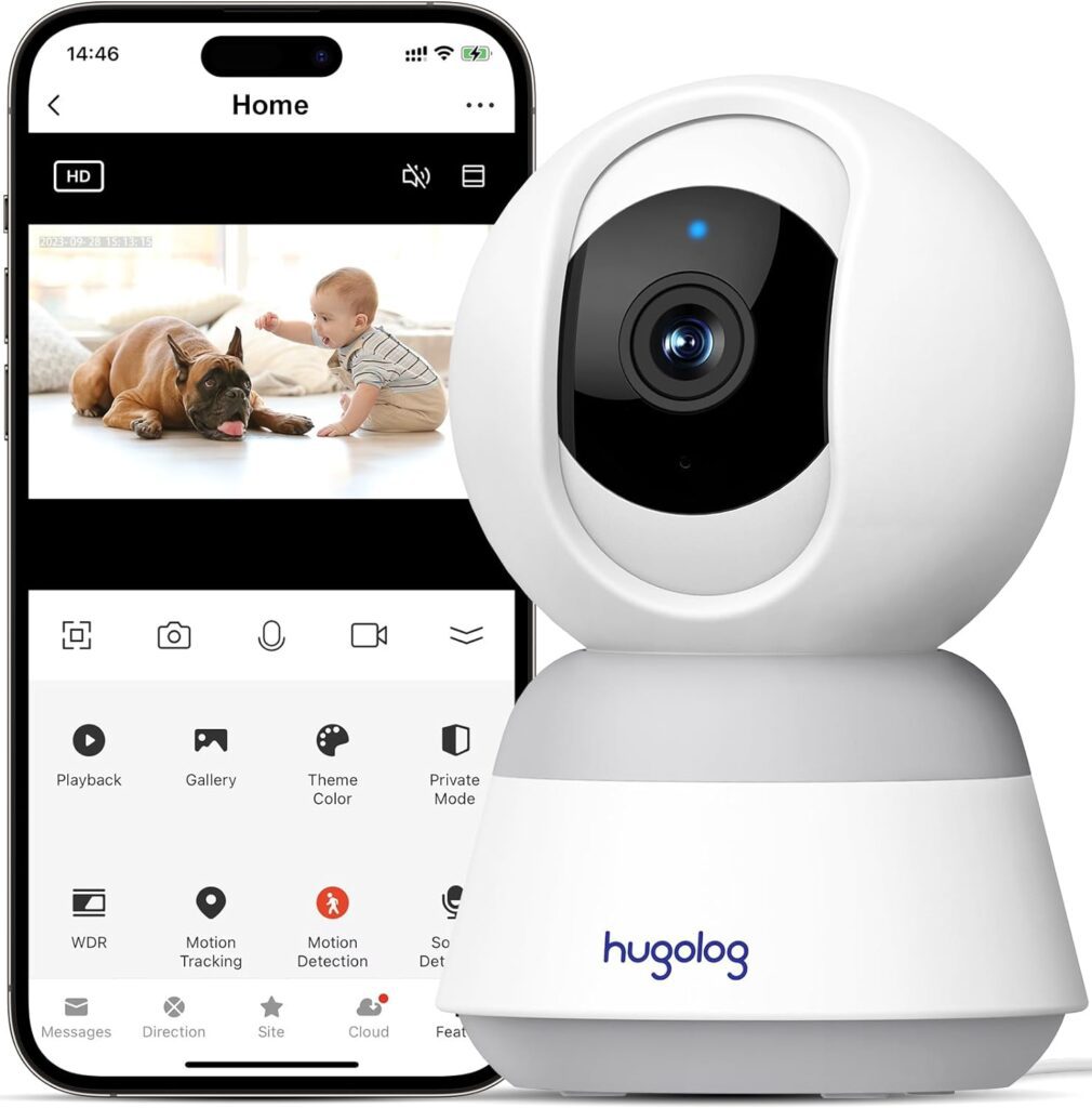 Hugolog 4K 8MP Indoor Pan/Tilt Security Camera with Auto-Focus,Ideal for Baby Monitor/Pet Camera/Home Security,Starlight Color Night Vision,Human/Pet AI,Noise Reduction,US Cloud,Works with Alexa Hugolog 4K 8MP Indoor Pan/Tilt Security Camera with Auto-Focus,Ideal for Baby Monitor/Pet Camera/Home Security,Starlight Color Night Vision,Human/Pet AI,Noise Reduction,US Cloud,Works with Alexa