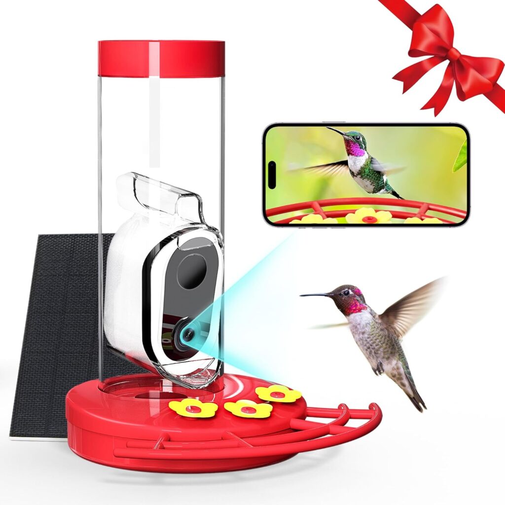 Hummingbird Feeder with Camera Solar Powered, AI Identify Cloud Storage Instant Notification, CCPA Data Protection, Outdoor Hanging, Idea Gift for Family Friends (20 Ounces) Hummingbird Feeder with Camera Solar Powered, AI Identify Cloud Storage Instant Notification, CCPA Data Protection, Outdoor Hanging, Idea Gift for Family Friends (20 Ounces)