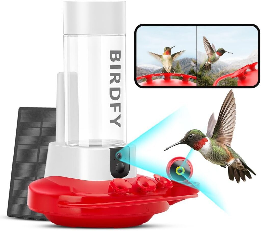 NETVUE by Birdfy Hummingbird Feeder with 2 Cameras Solar Powered - Dual Smart Cams, 2K HD Wireless for 2 Angels Close-up Bird Watching Outdoor, Instant Notifications (20Oz) (Hum Duo AI Solar) NETVUE by Birdfy Hummingbird Feeder with 2 Cameras Solar Powered - Dual Smart Cams, 2K HD Wireless for 2 Angels Close-up Bird Watching Outdoor, Instant Notifications (20Oz) (Hum Duo AI Solar)