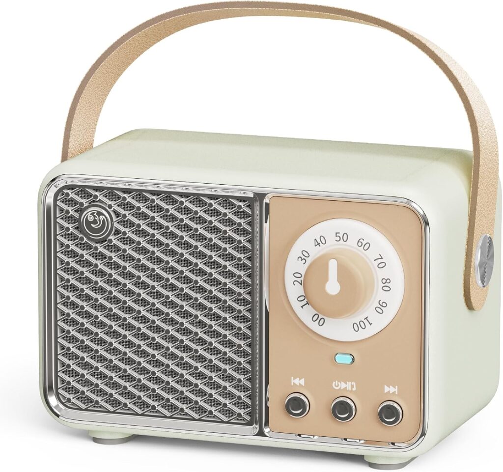 Dosmix Retro Bluetooth Speaker, Vintage Decor, Wireless Bluetooth Speakers, Cute Old Fashion Style for Kitchen Desk Bedroom Office Party Outdoor Kawaii Accessories (Orange)