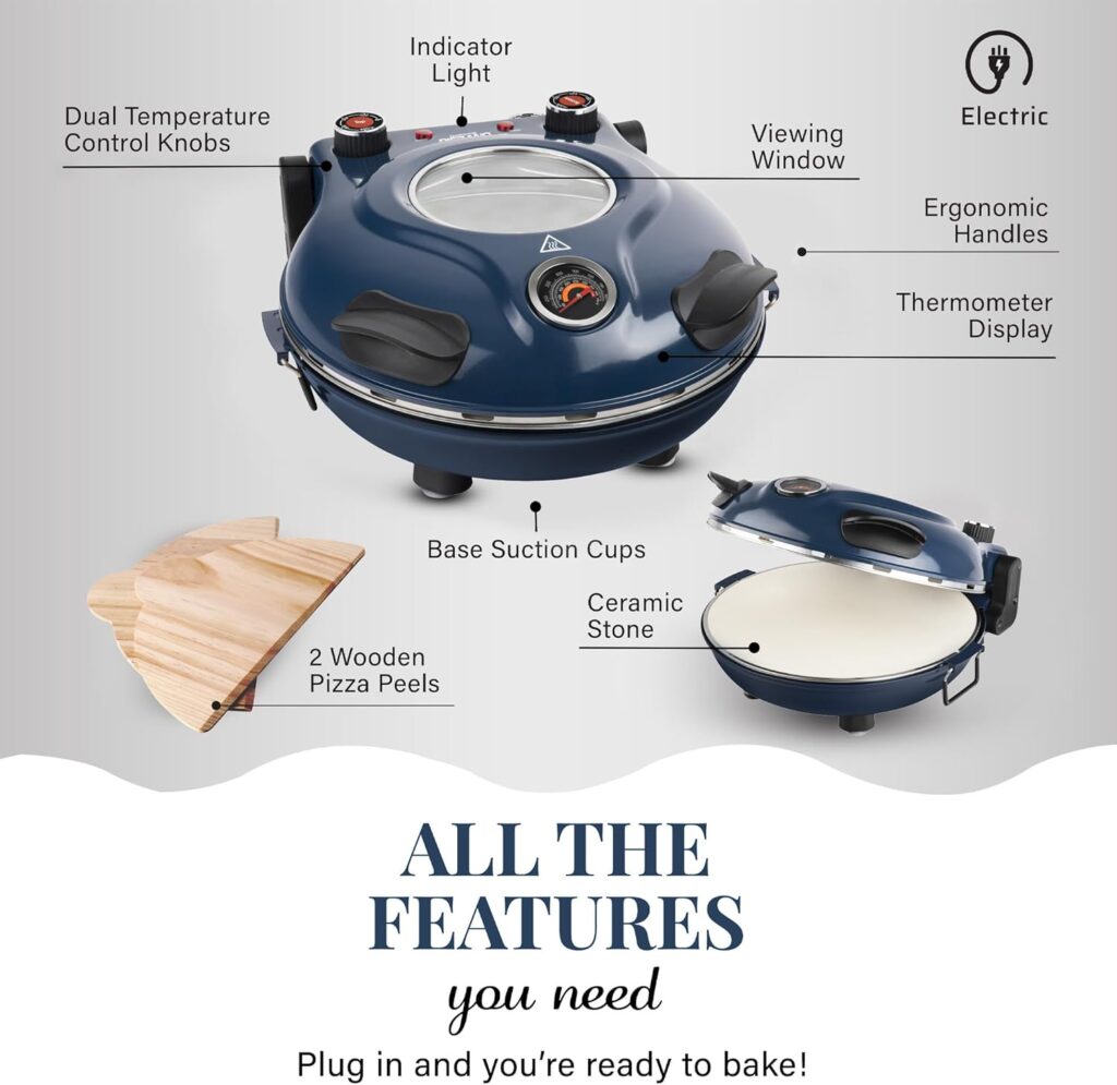 PIEZANO Crispy Crust Pizza Oven by Granitestone - Electric Indoor Portable, 12 Inch Countertop Pizza Maker, Heats up to 800F for Stone Baked Pizza at Home - Cream PIEZANO Crispy Crust Pizza Oven by Granitestone - Electric Indoor Portable, 12 Inch Countertop Pizza Maker, Heats up to 800F for Stone Baked Pizza at Home - Cream